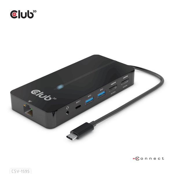 CLUB3D CSV-1595 kannettavien tietokoneiden telakka ja porttitoistin USB 3.2 Gen 1 (3.1 Gen 1) Type-C Musta CLUB3D CSV-1595 kannettavien tietokoneiden telakka ja porttitoistin USB 3.2 Gen 1 (3.1 Gen 1) Type-C Musta