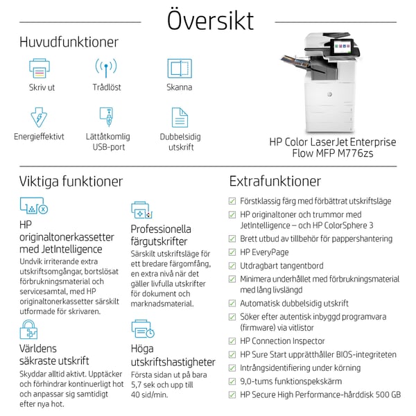 HP Color LaserJet Enterprise Flow Color LaserJet Enterprise, Flow MFP M776zs