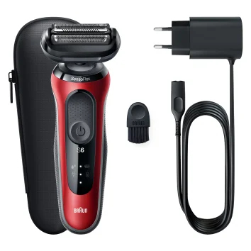 Braun Series 6 61-R1000s Folie shaver Sort, Rød