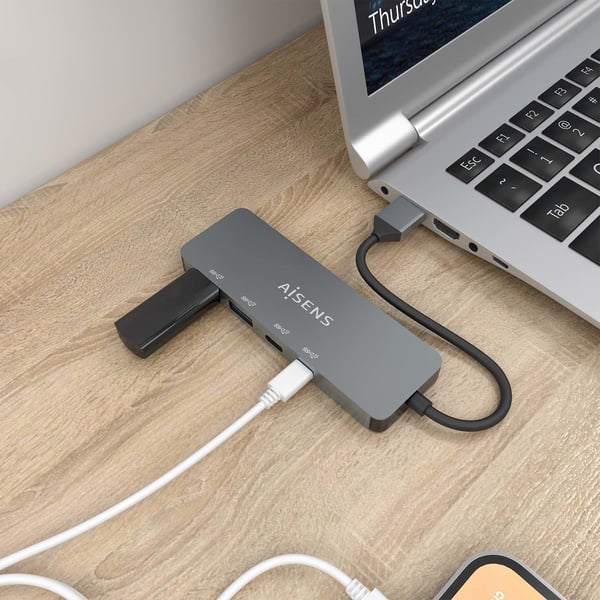 AISENS A106-0696 gränssnittshubbar USB 3.2 Gen 2 (3.1 Gen 2) Type-A 10000 Mbit/s Grå