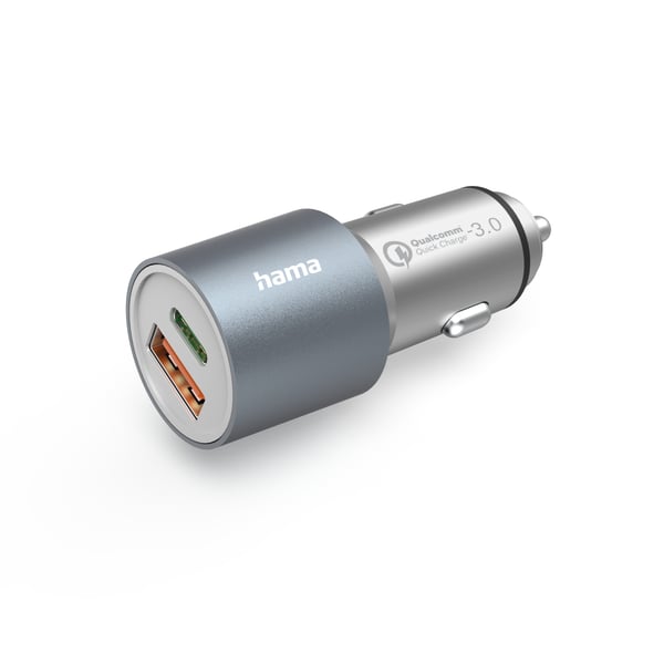 Hama 00125127 mobilladdare Smartphone, Surfplatta Grå, Metallisk Cigarr tändare Snabb laddning Automatisk