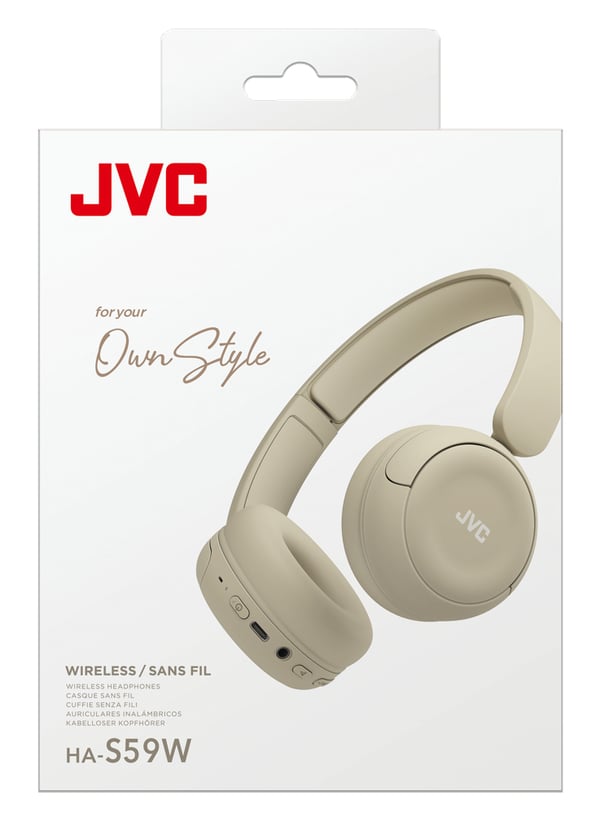 JVC HA-S59W Headset Kabel & Trådlös Huvudband Musik/vardag USB Type-C Bluetooth Beige