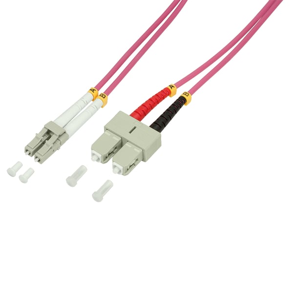 LogiLink LC/SC, 2 m InfiniBand og fiberoptisk kabel Lyserød