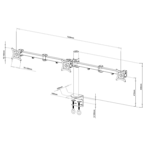 Techly ICA-LCD 482-T skærmbeslag og -stativer 61 cm (24") Skrivebord Sort