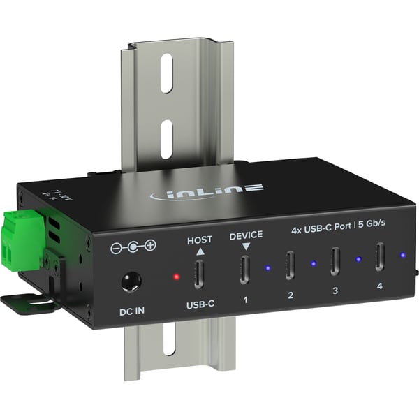 InLine 35396D gränssnittshubbar 2 x USB 3.2 Gen 1 (3.1 Gen 1) Type-B 5000 Mbit/s Svart