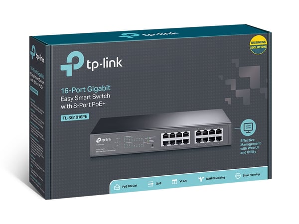 TP-Link TL-SG1016PE hanterad L2 Gigabit Ethernet (10/100/1000) Strömförsörjning via Ethernet (PoE) stöd 1U Svart