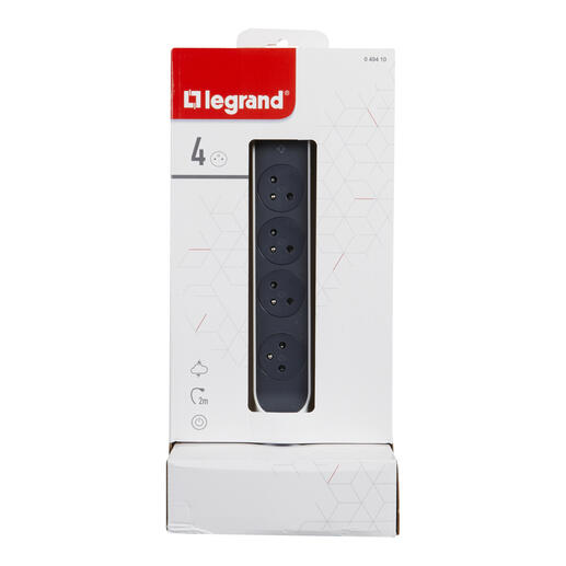 Legrand 049410 stikdåse 2 m 4 AC stikkontakt(er) Indendørs Grå, Hvid
