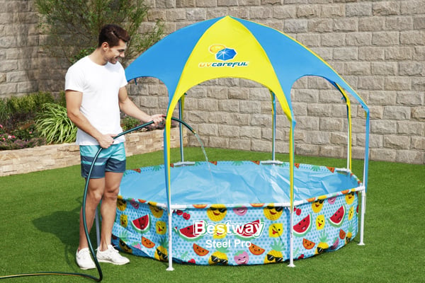 Bestway Steel Pro 56432 swimmingpool til over jorden Indrammet pool Rund 1688 L Orange, Gul
