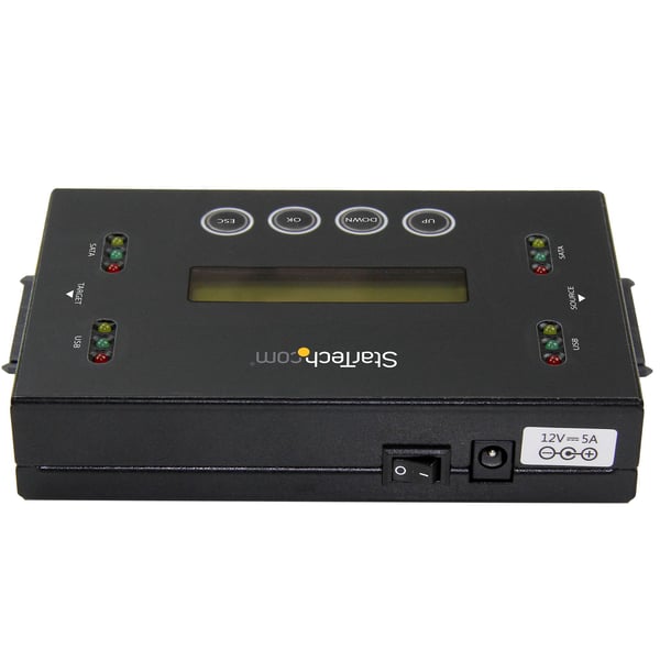StarTech.com 1:1 fristående hårddisk-duplikator och -raderare, USB-enhet och SATA HDD/SSD-diskkoonare och -raderare, LCD-bildskärm, TAA-kompatibel, OS-oberoende