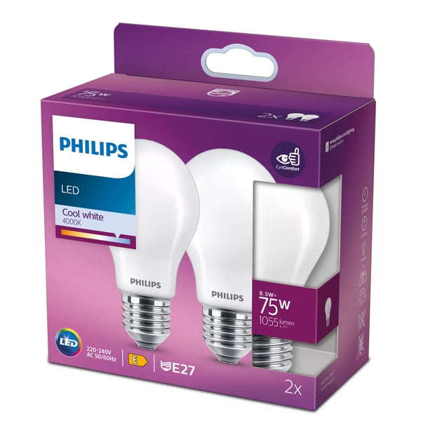 Philips 8718699763657 LED-lamppu Viileä valkoinen 4000 K 8,5 W E27 E