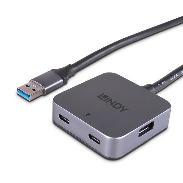 Lindy 43388 gränssnittshubbar USB 3.2 Gen 1 (3.1 Gen 1) Type-A 5000 Mbit/s Svart, Grå