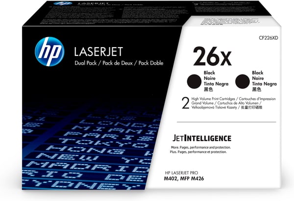 HP 26X alkuperäinen riittoisa musta LaserJet -värikasetti, kaksoispakkaus