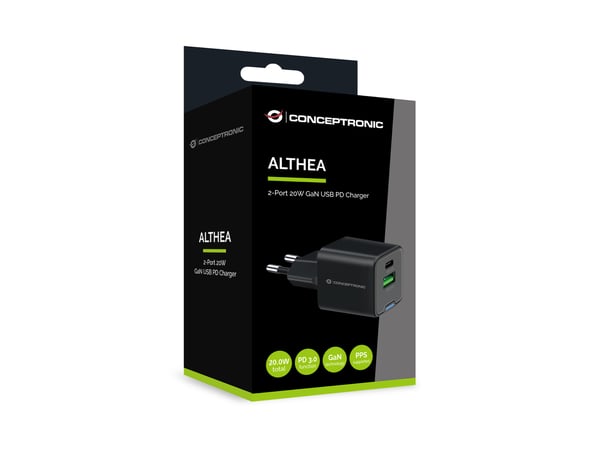 Conceptronic ALTHEA15B mobiililaitteen laturi Universaali Musta AC Pikalataus Sisätila