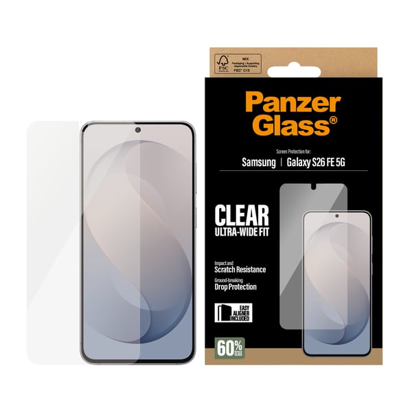PanzerGlass ® Skærmbeskyttelse Samsung Galaxy S26 FE 5G | Ultra-Wide Fit m. EasyAligner