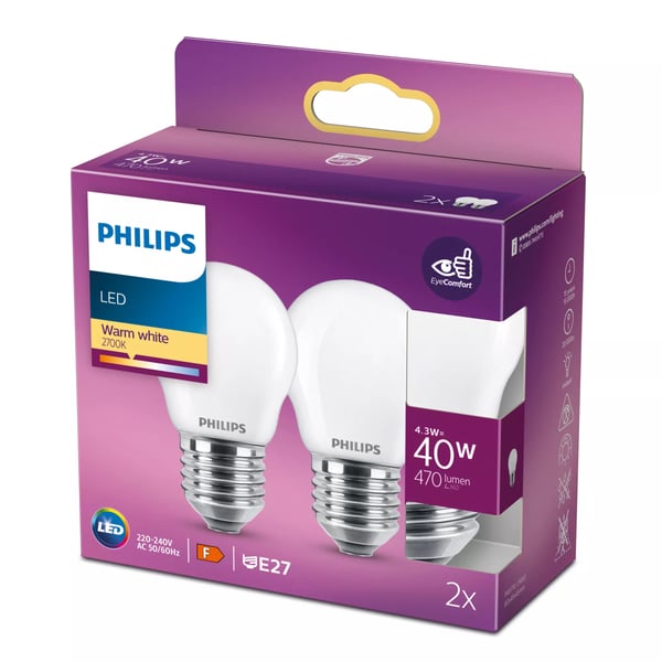Philips LED Classic - LED-lampa - Form: P45 - E27 - 4,3 W (motsvarar 40 W)