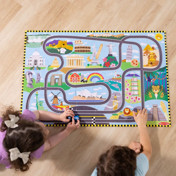 Melissa & Doug Race Around the World Tracks Puslespil 48 stk Kort