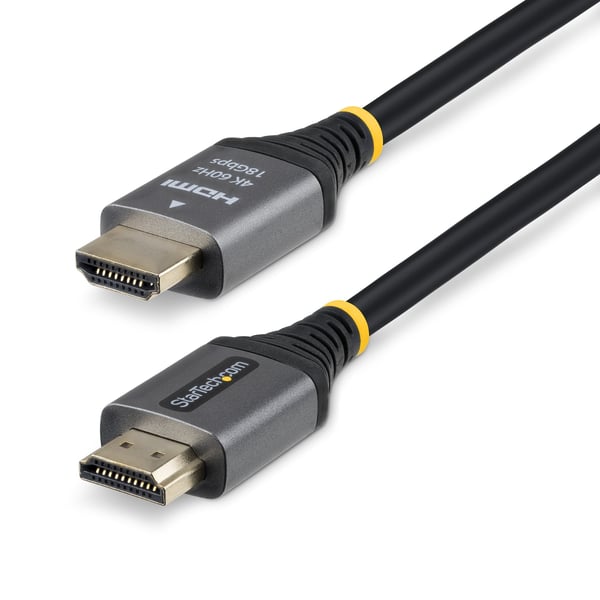 StarTech.com 1,5 m premiumcertifierad HDMI-kabel med hög hastighet, 4K 60 Hz/1440p 144 Hz, HDMI 2.0-kabel med HDR10/ARC, 18 Gbps, 4K HDMI-kabel för monitor/tv/skärm, högflexibel TPE-mantel