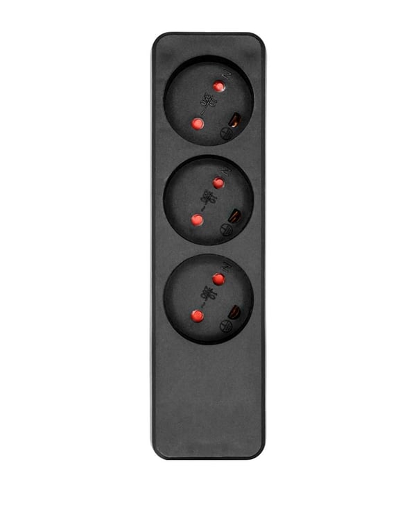 Microconnect MC-GRU0300DKB stikdåse 0 m 3 AC stikkontakt(er) Indendørs Sort