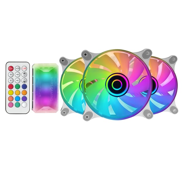 Mars Gaming MF3DKITW kylsystem för dator Datorväska Fan 12 cm Vit 3 styck
