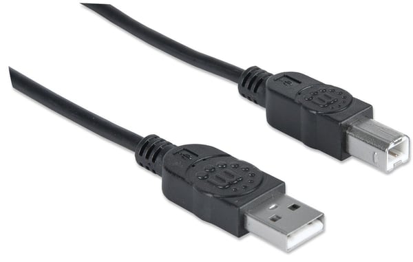 Manhattan 333382 USB-kabel USB 2.0 3 m USB A USB B 0,48 Gbit/sek. Sort