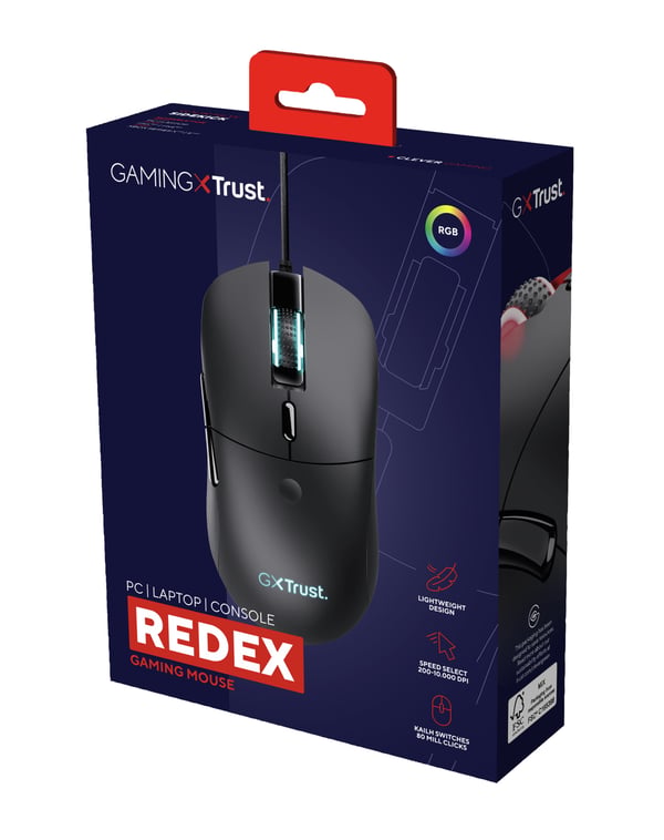 Trust GXT 981 Redex mus Spil Højre hånd USB Type-A Optisk 10000 dpi