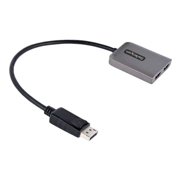 StarTech.com DP till dubbel HDMI MST-hubb - Dubbel HDMI 4K 60 Hz eller enkel 8K 30 Hz - DisplayPort-multibildskärmsadapter med 30 cm kabel - DP 1.4-multistream-transporthubb - DP till HDMIS-splitter