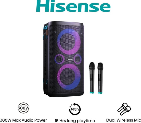 Hisense Party Storm 1 Juhlakaiutin Musta 300 W Hisense Party Storm 1 Juhlakaiutin Musta 300 W