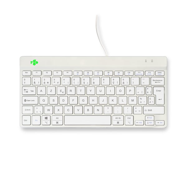 R-Go Tools Ergonomisk tastatur R-Go Compact Break, kompakt tastatur med pause-software, AZERTY (BE), kablet, hvid