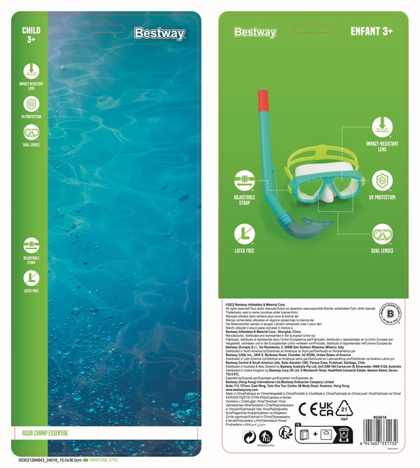 Bestway 24018 / 23 dykkemaske Polykarbonat Forskellige farver Barn