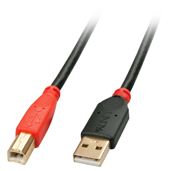 Lindy 42761 USB-kabel USB 2.0 10 m USB A USB B 0,48 Gbit/sek. Sort, Rød