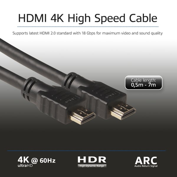 ACT AK3900 HDMI-kabel 0,5 m HDMI Typ A (standard) Svart