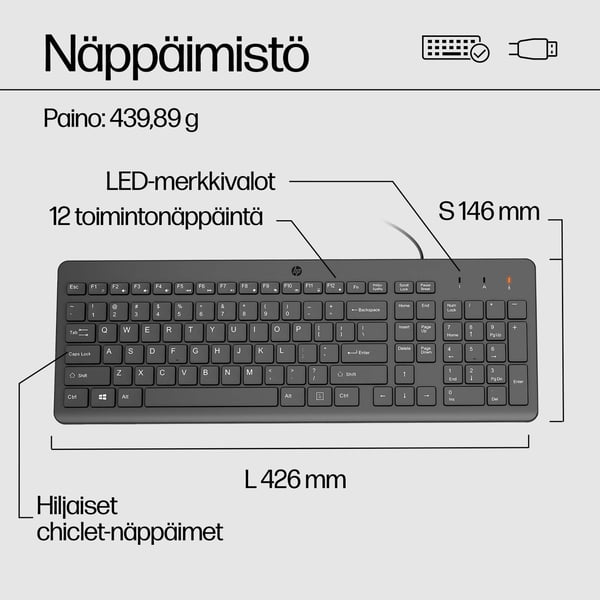 HP 150 -langallinen näppäimistö