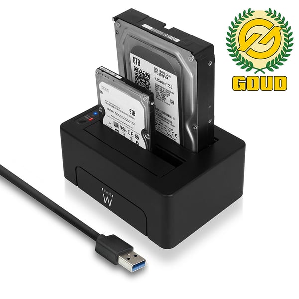 Ewent EW7014 tallennusaseman telakointiasema USB 3.2 Gen 1 (3.1 Gen 1) Type-A Musta