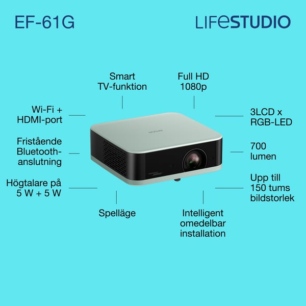 Epson Home Cinema Lifestudio Pop — EF-61G isgrön