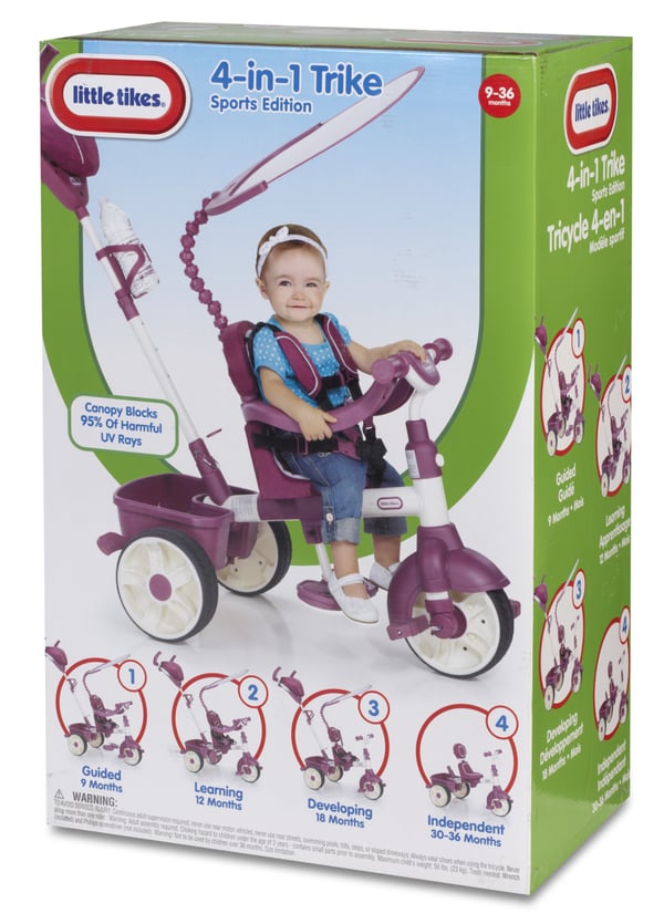 Little Tikes 4 in 1 Sports Edition Trike trehjulet cykel Børn Forside drev Stående