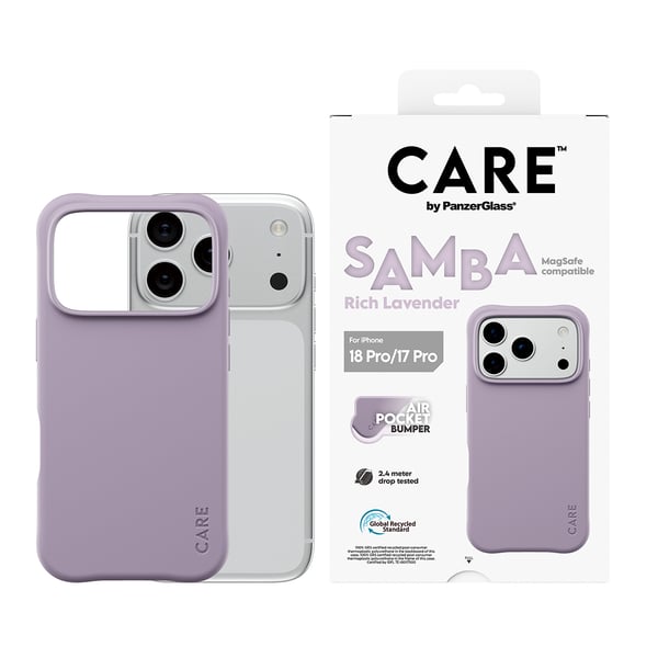 PanzerGlass CARE™ by ® Samba Case Rich Lavender w. White MagSafe iPhone 2026 Pro | 17 Pro mobiltelefonfodral Mobilskal Lila