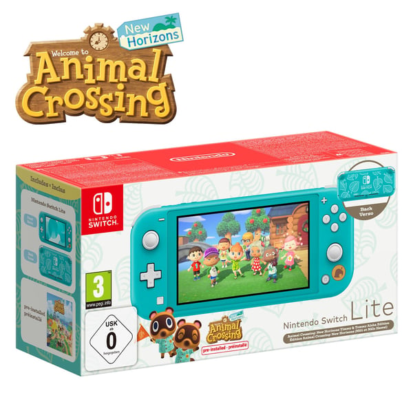 Nintendo Switch Lite Animal Crossing: New Horizons Timmy & Tommy Aloha Edition bärbara spelkonsoller 14 cm (5.5") 32 GB Pekskärm Wi-Fi Turkos