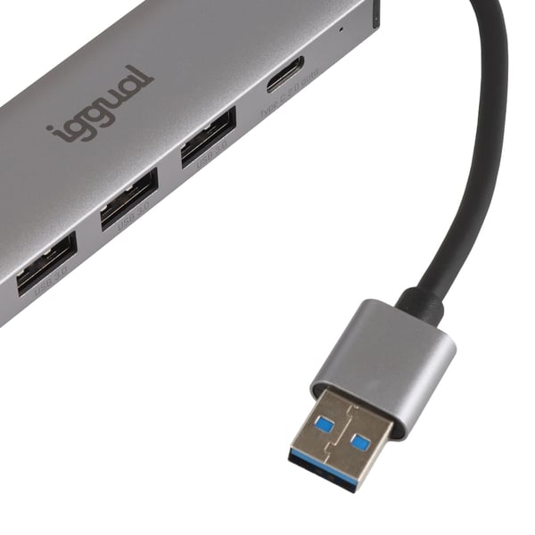 iggual IGG320778 kannettavien tietokoneiden telakka ja porttitoistin Langallinen USB 3.2 Gen 1 (3.1 Gen 1) Type-A Harmaa