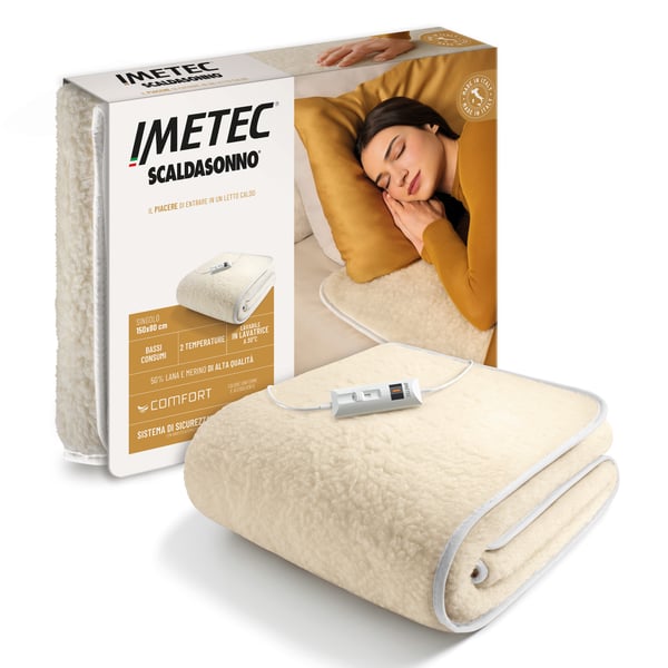 Imetec Comfort 50% Lana-Merino Sing Elektrisk sengevarmer 150 W Naturlig Uld, Polyester Imetec Comfort 50% Lana-Merino Sing Elektrisk sengevarmer 150 W Naturlig Uld, Polyester