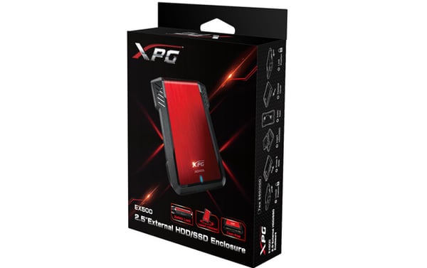 ADATA EX500 HDD/SSD kabinet Sort, Rød 2.5"
