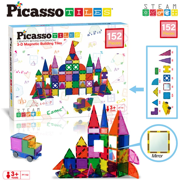PicassoTiles 152pc Magnetic Tiles set