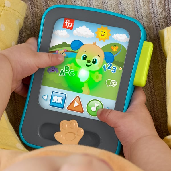 Fisher-Price Laugh & Learn Valpens sagostund, elektronisk, pedagogisk leksak för baby med musik och ljus, flerspråkig version