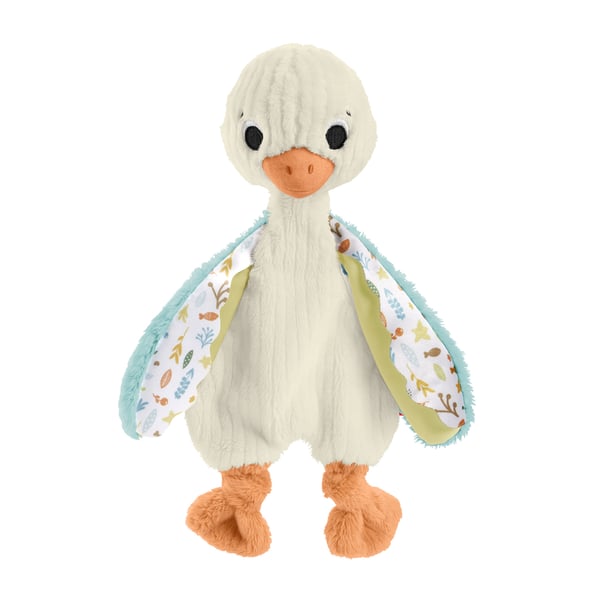 Fisher-Price Sensimals Fisher Price Snuggle Up Goose-sanselegetøj til babyer, bamse med ringlelyde til spædbørn