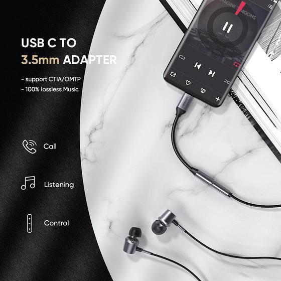 Ugreen 30632 mobiltelefonkablar Svart USB C 3,5mm
