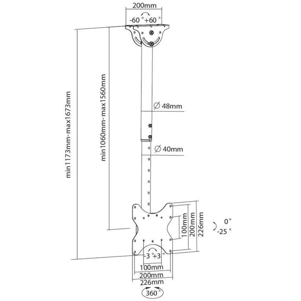 Techly ICA-CPLB 922L skærmbeslag til skiltning 106,7 cm (42") Sort