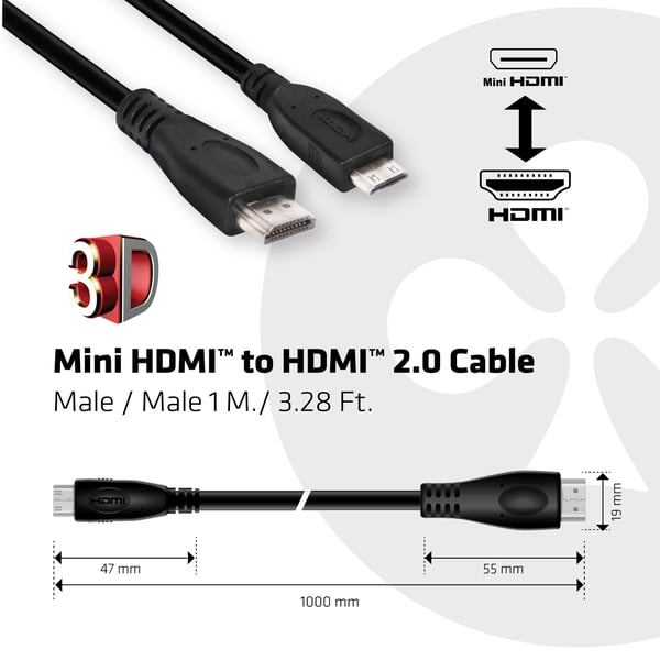 Club 3D CAC-1350 - HDMI-kaapeli - mini HDMI (M)