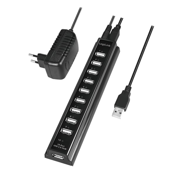 LogiLink UA0096 gränssnittshubbar USB 2.0 480 Mbit/s Svart