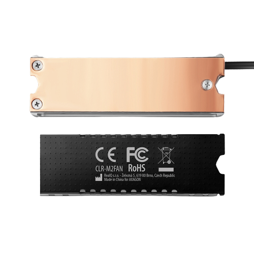 Axagon CLR-M2FAN kylsystem för dator Halvledardrivenhet, M.2 NVMe SSD VGA-kylare 2 cm Grå 1 styck