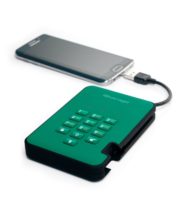 iStorage diskAshur 2 ulkoinen kovalevy 2 TB 5400 RPM USB A-tyyppi 3.2 Gen 1 (3.1 Gen 1) Vihreä