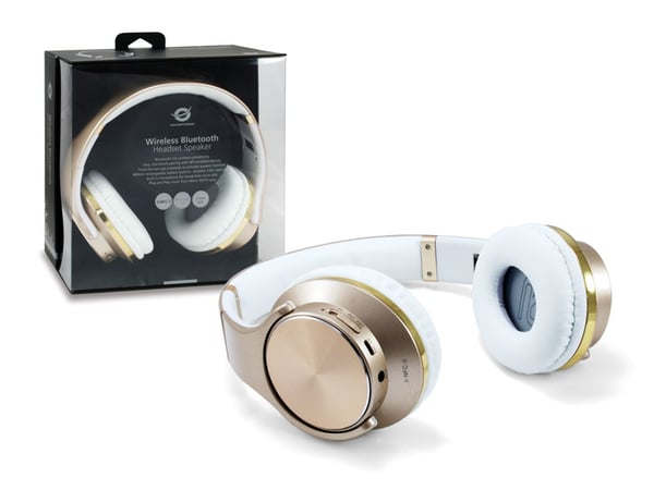 Conceptronic CHSPBTNFCSPKG hovedtelefoner/headset Kabel & trådløs Opkald/musik Micro-USB Bluetooth Guld, Hvid